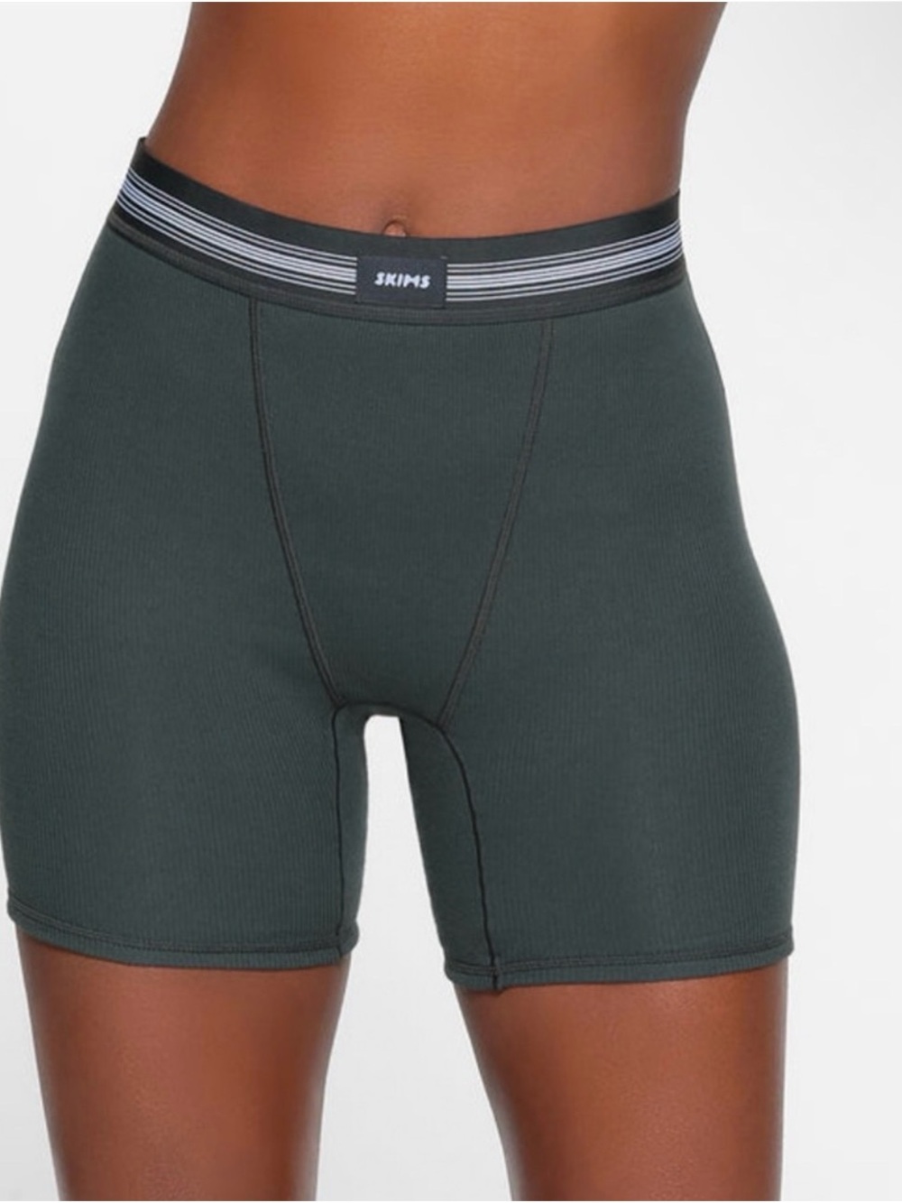 Skims Cotton Rib Boxer in Spruce, size M